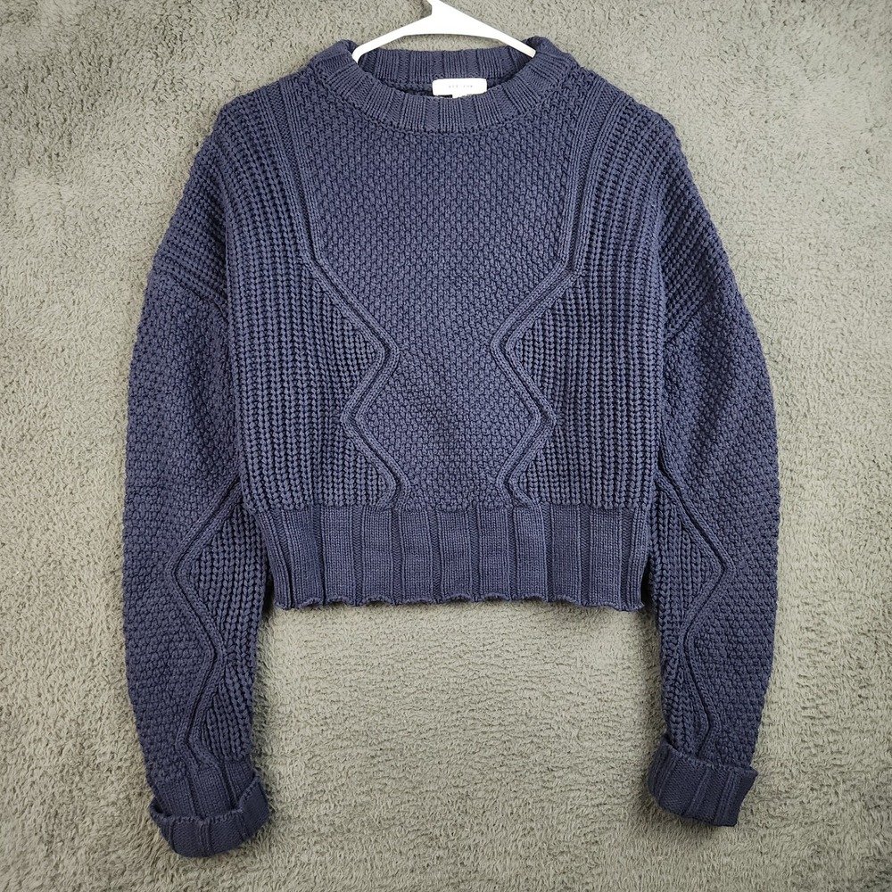 All:row Chunky Fisherman Crop Sweater Womens Med Earthy Boho Granola Oversized